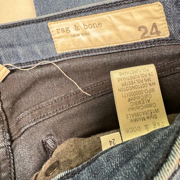 Rag & Bone Women's Blue Raw Hem Stretch Ankle Low Rise Skinny Jeans Size 24 - Picture 7 of 10